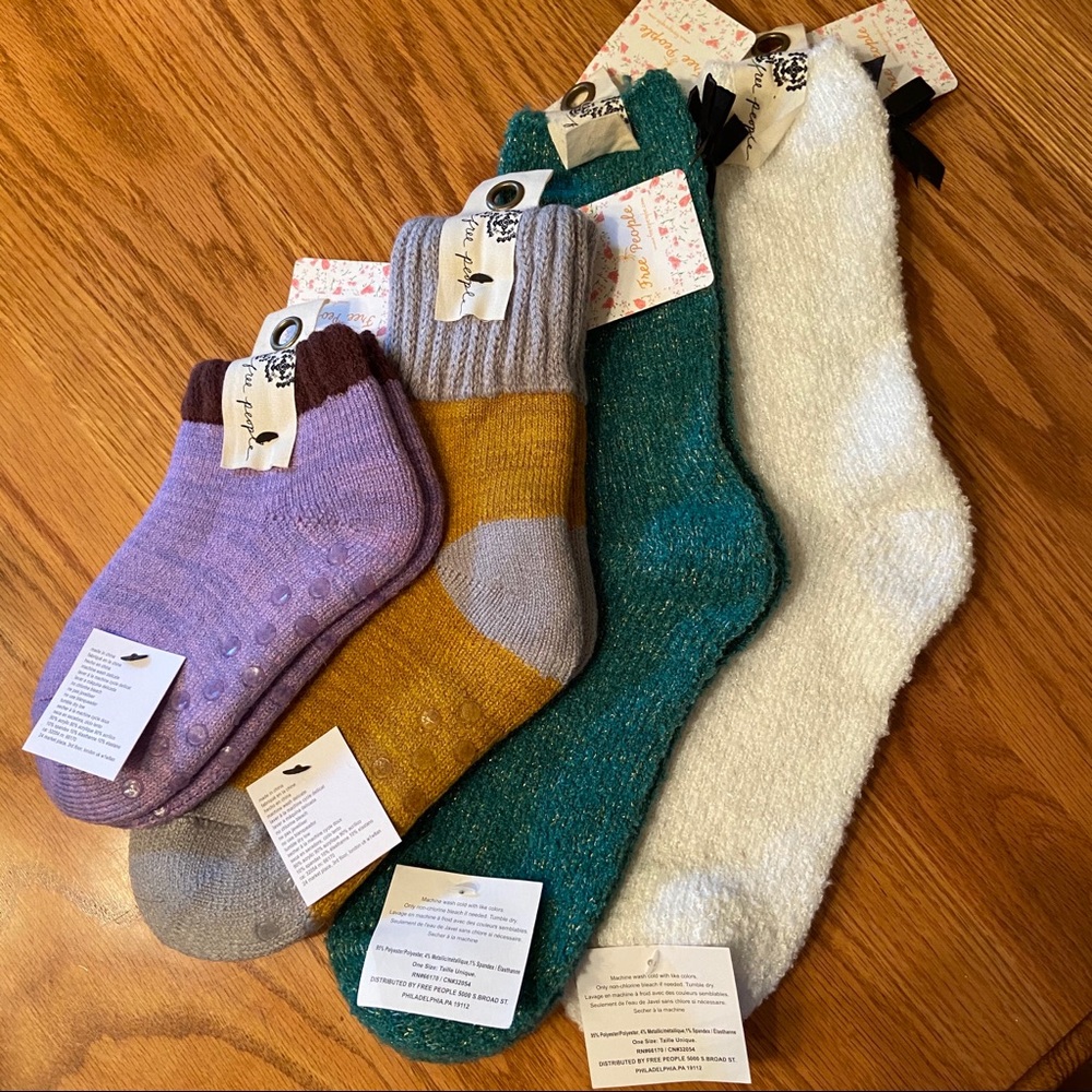NWT Free People comfy socks, lot of 4 pairs